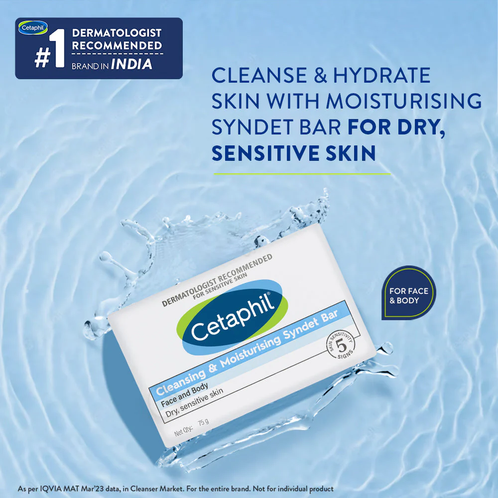 Cetaphil Cleansing & Moisturising Syndet Bar With Shea butter | Dermatologist Recommended - Image 3