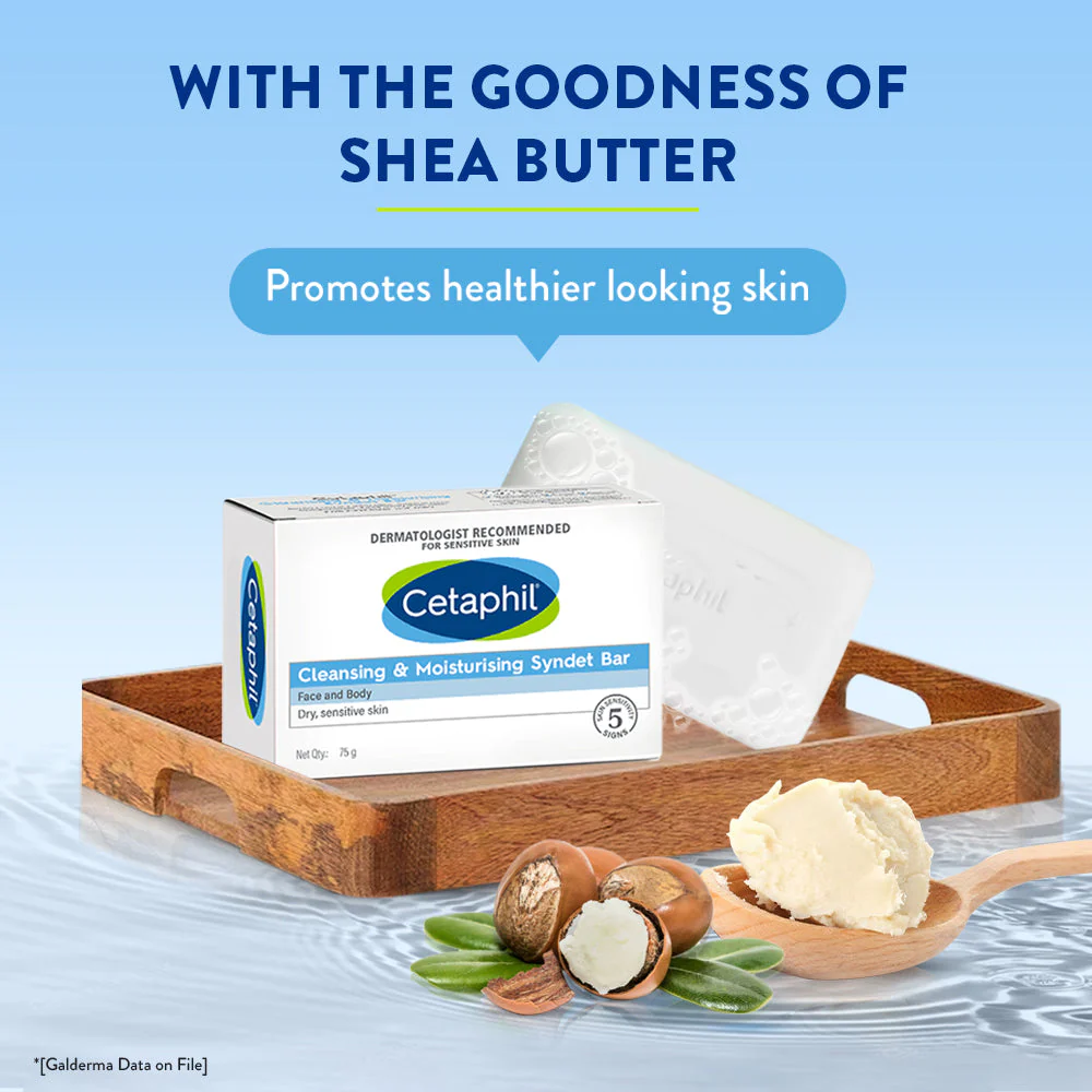 Cetaphil Cleansing & Moisturising Syndet Bar With Shea butter | Dermatologist Recommended - Image 4
