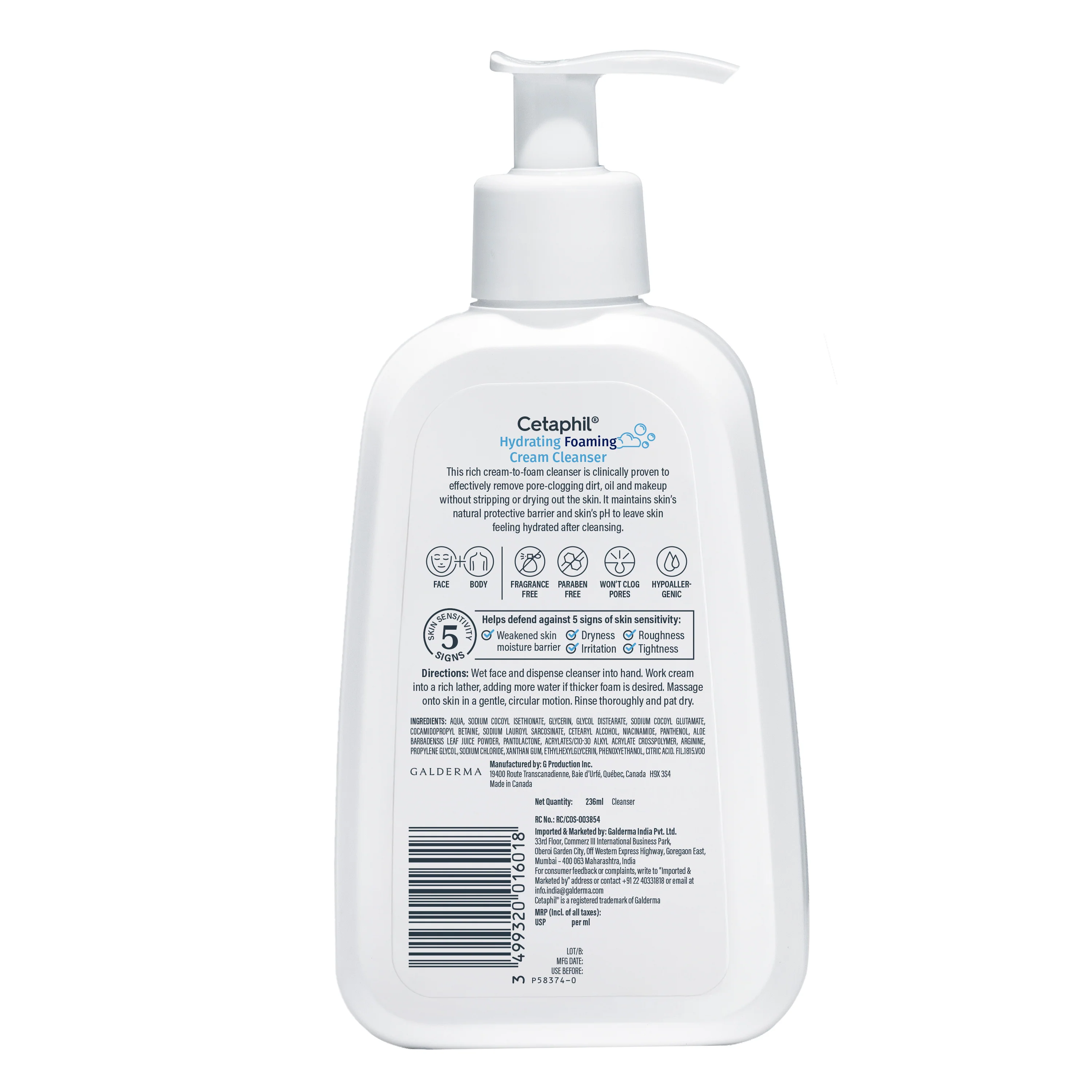 Cetaphil Hydrating Foaming Cream Cleanser 236 ml | Dermat Tested - Image 11