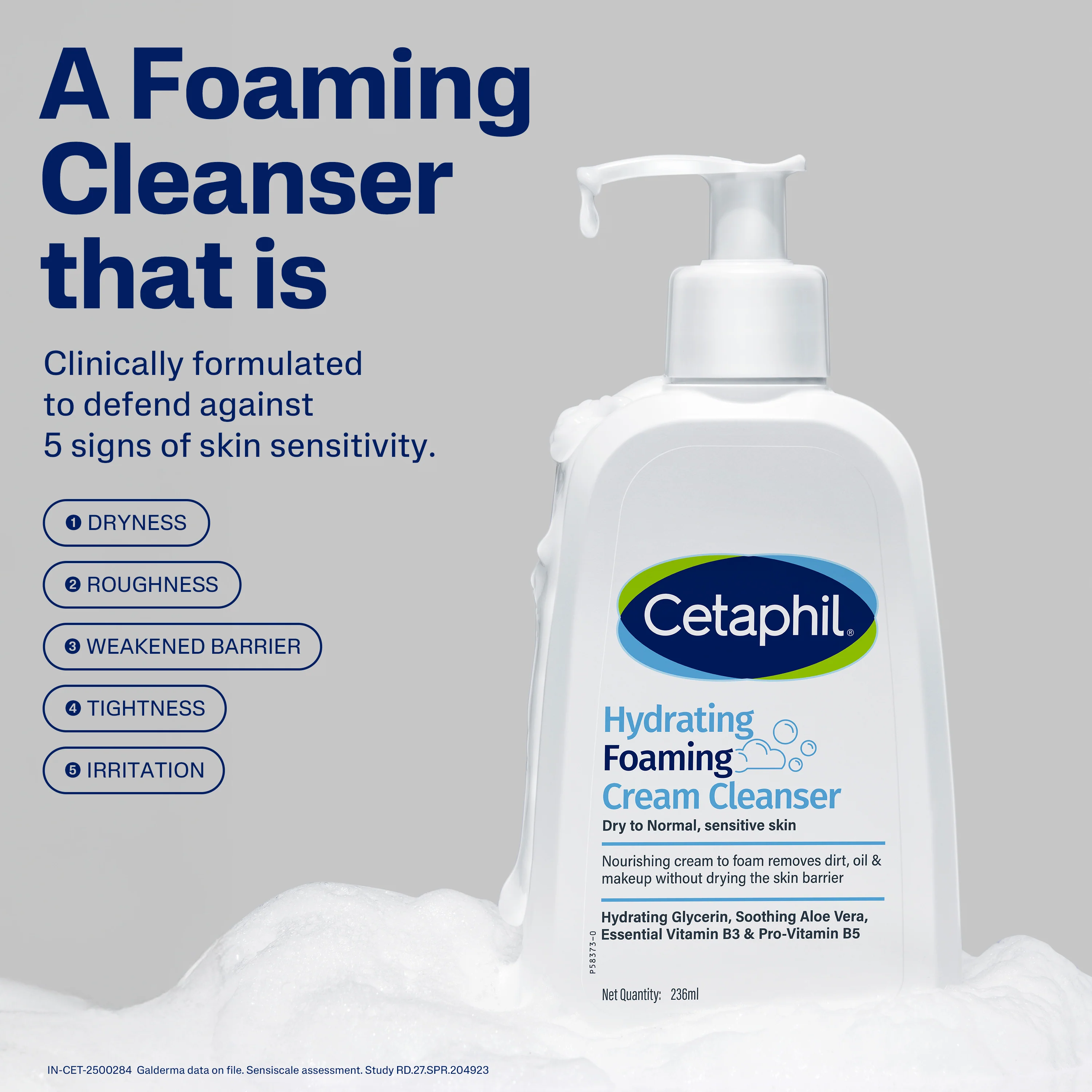Cetaphil Hydrating Foaming Cream Cleanser 236 ml | Dermat Tested - Image 8
