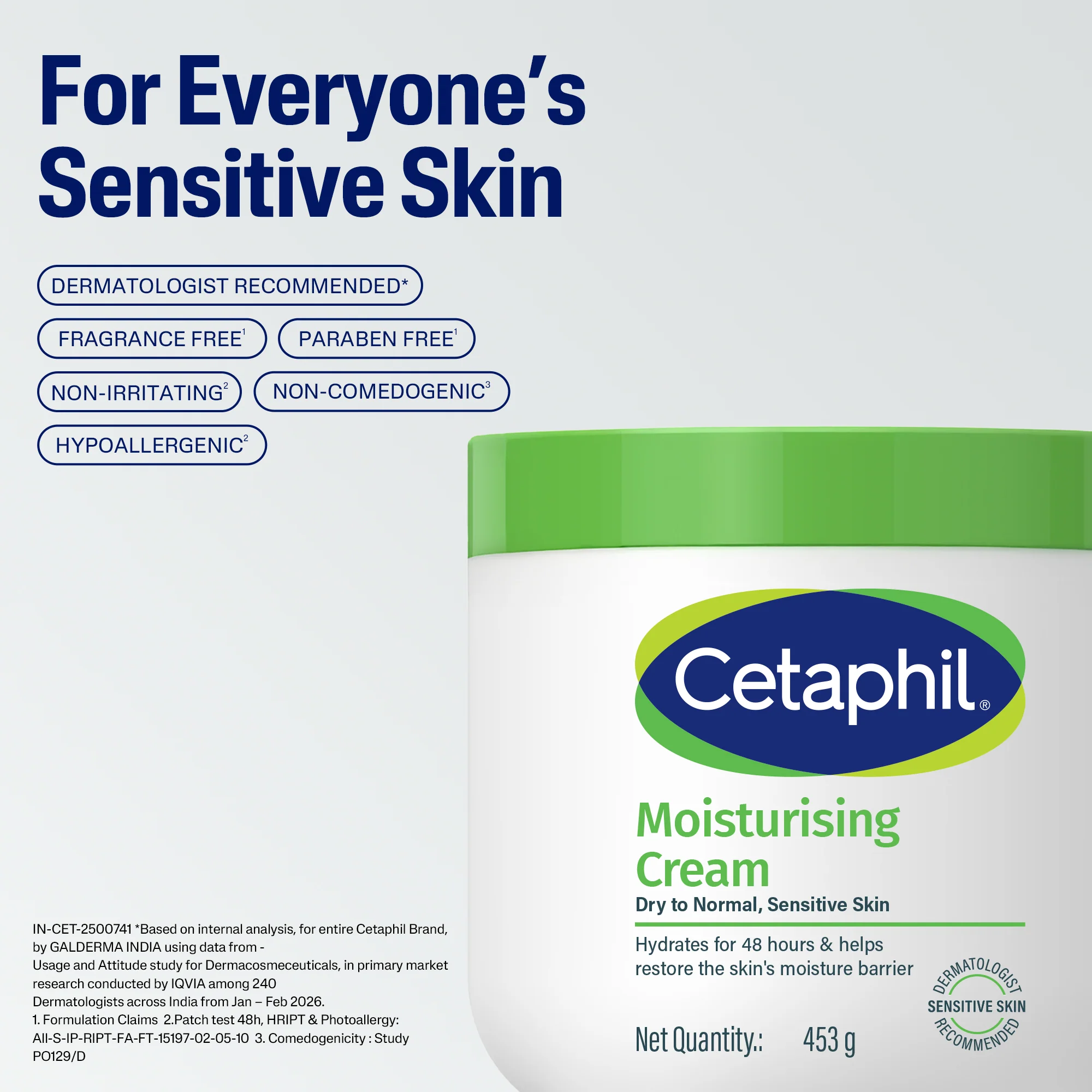 Cetaphil Moisturising Cream 450g for Dry to Normal, Sensitive skin - Image 5